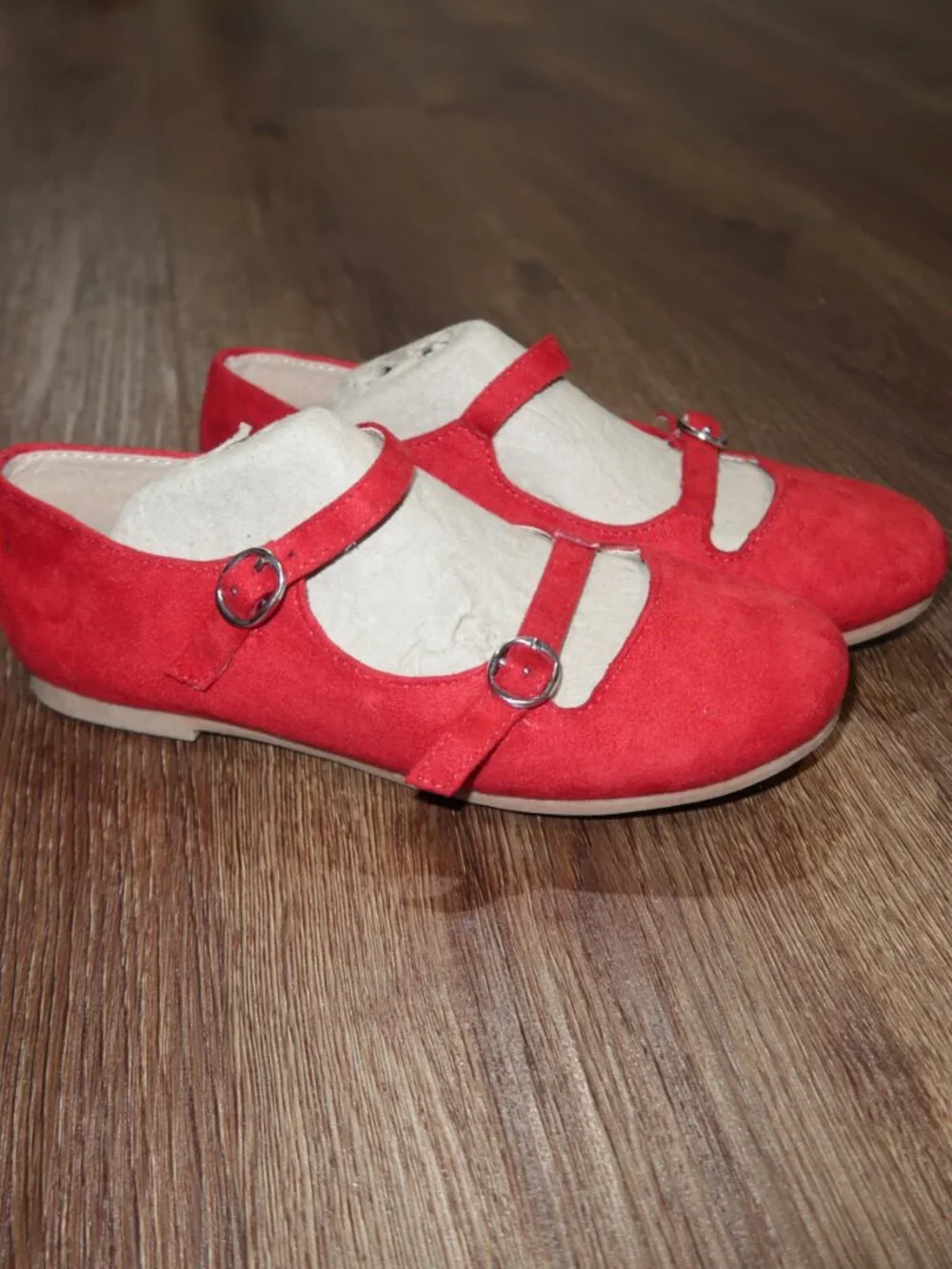 New Girls Little Angel Red Faux Suede Double Strap Mary Janes Dress Shoes sz 2Y